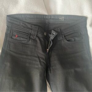 Black Women’s Denim Jeans w Red Contrast Stitching - Low-Rise Slim Fit 26